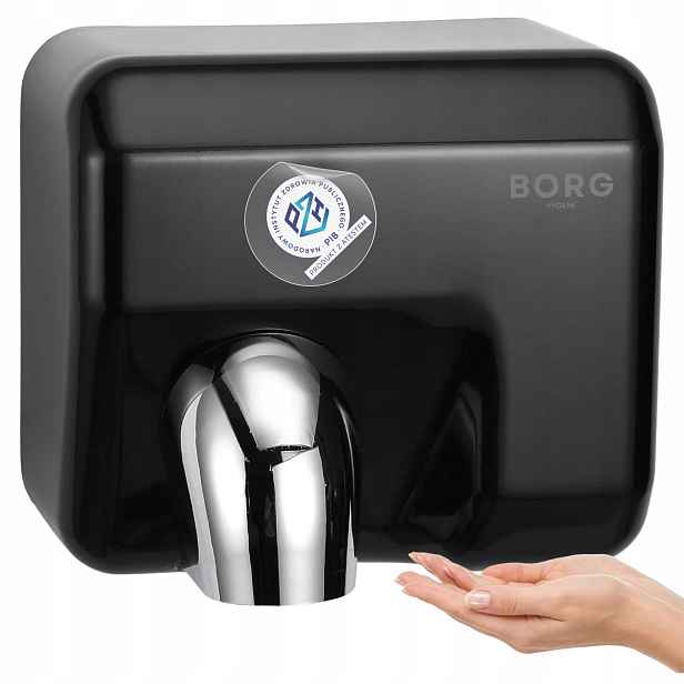 Sušička rukou ocelová 2500W Borg Flowmaster černá s pohyblivou tryskou
