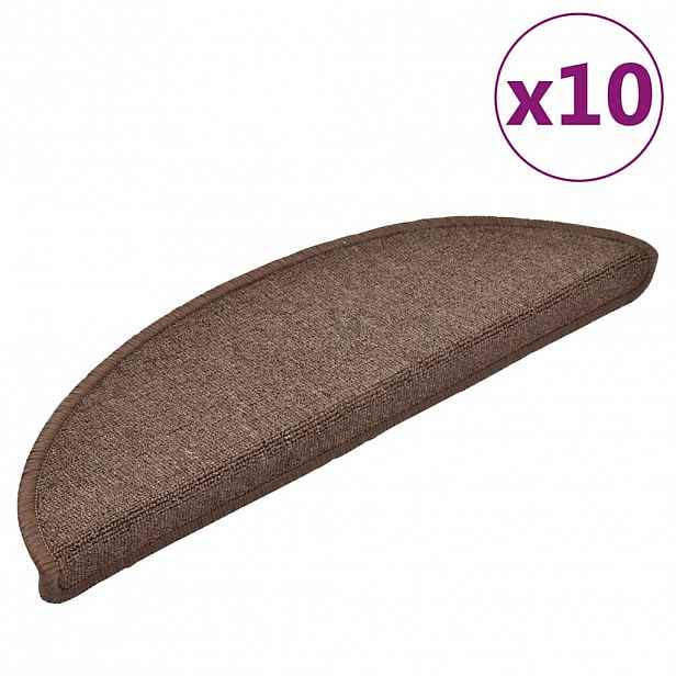 vidaXL Rohožky na schody 10 ks 56 x 17 x 3 cm Non-Slip Kávově hnědá