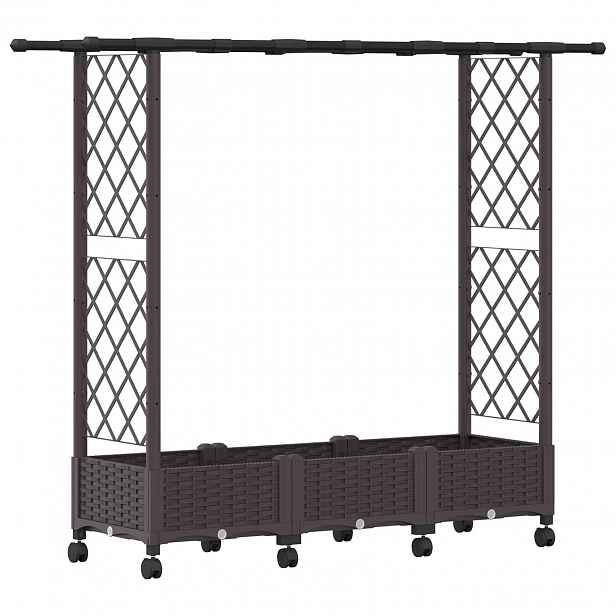 vidaXL Vyvýšený záhon s treláží a střechou Hnědá 164 x 40 x 127 cm PP