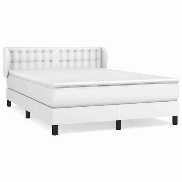 vidaXL Box spring postel s matrací bílá 140x200 cm umělá kůže