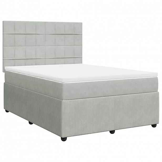 vidaXL Box spring postel s matrací světle šedá 140x200 cm samet