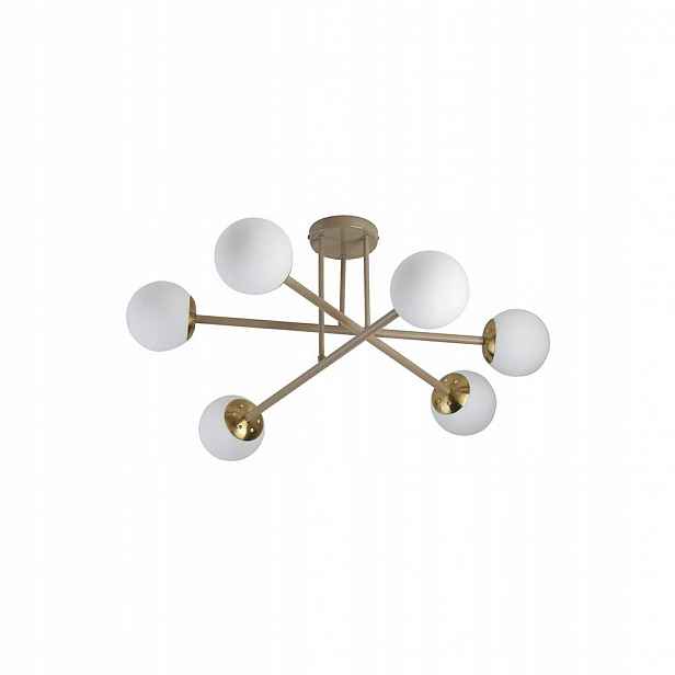 BALI-12 Led Lustr 6XG45 Béžový Zlatý 74 CM Ocel Sklo