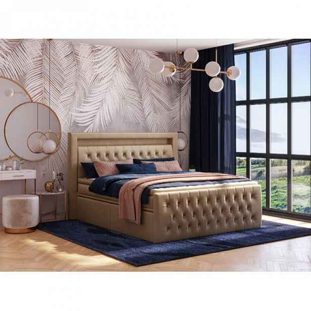 Čalouněná postel CESAR včetně úložného prostoru 200x200 cm Cihlová