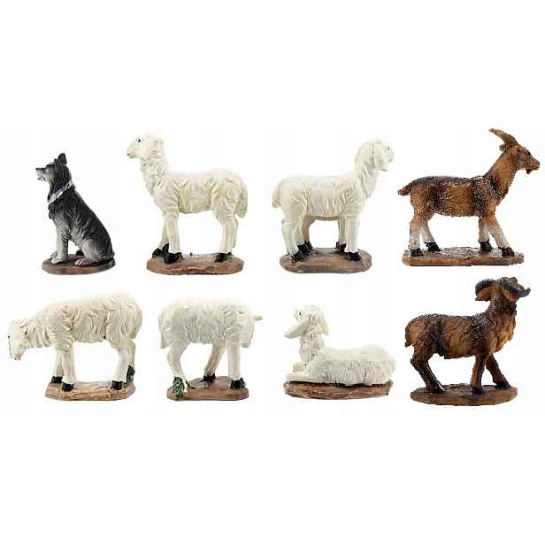 Hospodářská zvířata do betlému, 8 dílů, max. výška 4,3 cm pro figurky 9 Cm