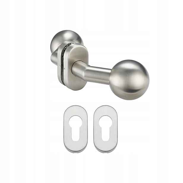 Kování na dveře pevné a otočné, kompletní sada, stříbrné, moderní, nerezové, pro branku/dveře, Inox 63.483
