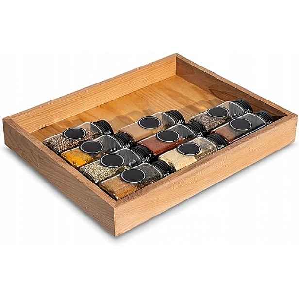 Podnosová dřevěná skříňka s podstavcem pro uspořádání zásuvky 36x28x5 cm