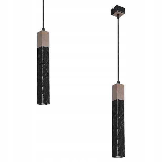Závěsná lampa Solo Sawn Black Patinated Wood 1x mini GU10