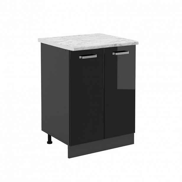 Vicco SPODNÍ SKŘÍŇKA KUCHYŇSKÉ LINKY R-Line Černý vysoký lesk 60 cm PD Mramor
