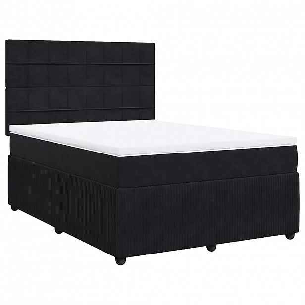 vidaXL Box spring postel s matrací černá 140x200 cm samet