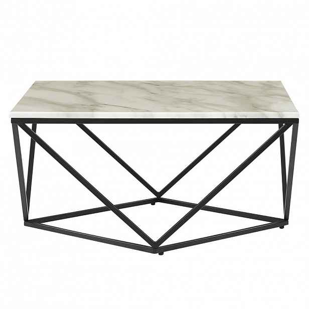 Beliani KONFERENČNÍ STOLEK Mramor Look béžový/černý čtvercový 80/80 cm Malibu