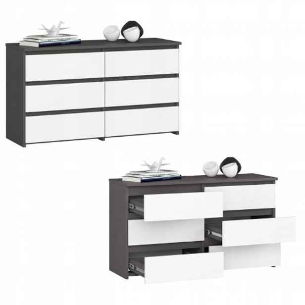 Komoda skříňka CL100 6 zásuvek grafit-bílá Akd