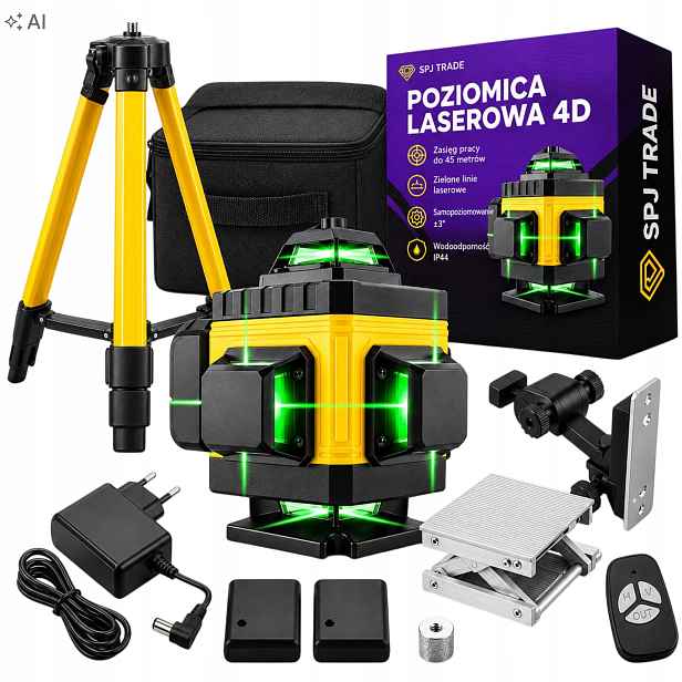 Laserová Vodováha 4D Vodováha 16 Linií Křížová 360 Laser Sada Stativ