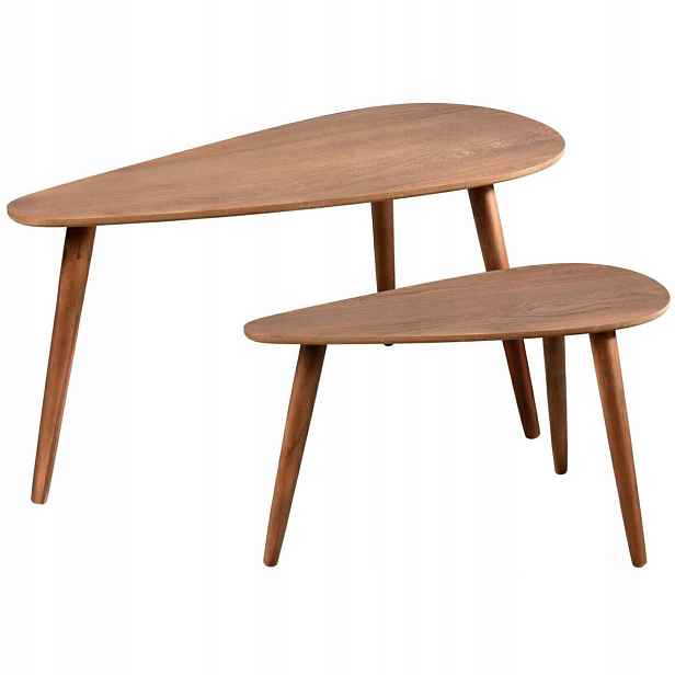 Sada 2 pomocných stolků Boční Kávový Stolek do obývacího pokoje walnut eko