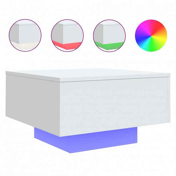vidaXL Konferenční stolek s LED osvětlením bílý 55 x 55 x 31 cm