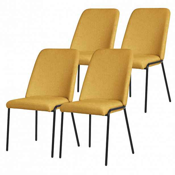 ML-DESIGN JÍDELNÍ ŽIDLE, sada 4 ks, hořčičná, s látkovým potahem