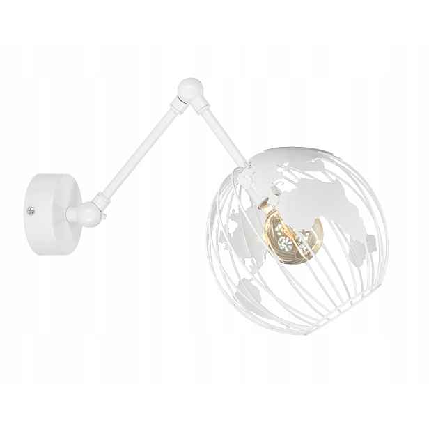 Nástěnná nástěnná lampa na kloubech Globus, bílá, nástěnná svítidla