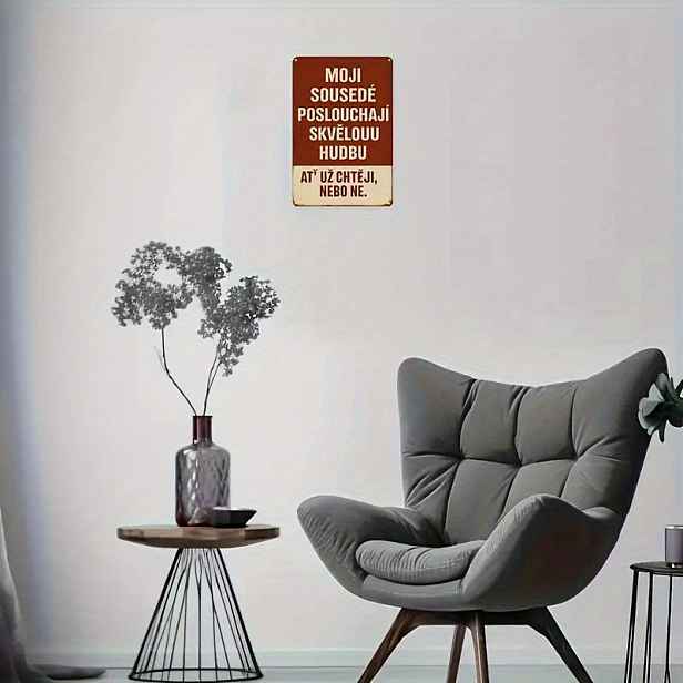 TEMU Vintage česká kovová nástěnná dekorace se sloganem - 20.32 cm x 30.48 cm hliníková cedule s humornými citáty, ideální pro rustikální dekorace v