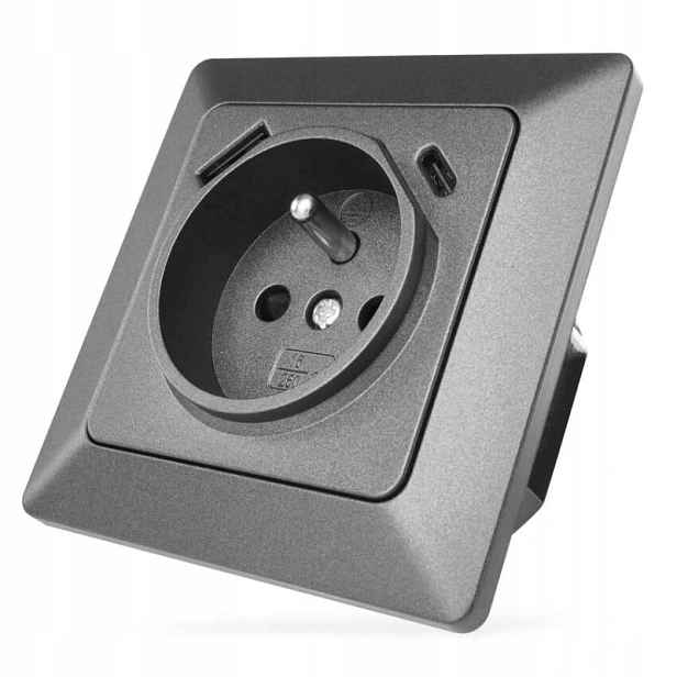 Zásuvka s Usb-a+usb-c, antracit