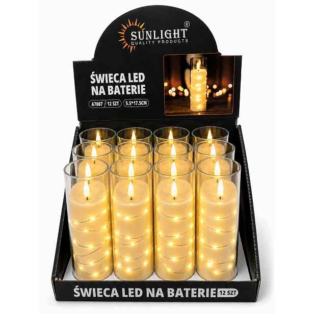 12 X Svíčka Elektrická Vložka Do Hřbitovních Svíček Led 17,5 CM Efekt Plamene 7067