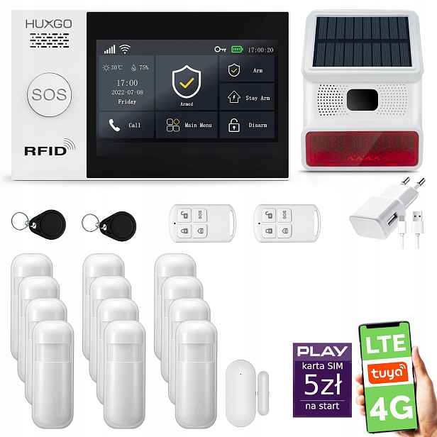 Bezdrátový alarm WiFi Gsm 4G, Tuya, sada alarmu Huxgo HXA007 R12BS