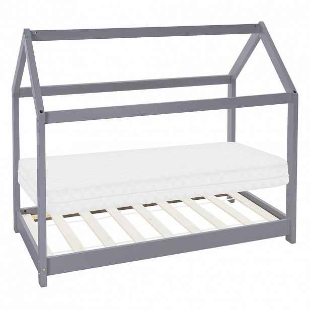 ML-DESIGN DĚTSKÁ POSTEL se střechou a matrací 80x160 cm světle šedá