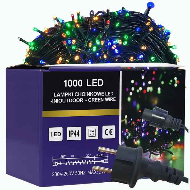 Vánoční osvětlení na stromeček 1000 Led flash multicolor venkovní vnitřní