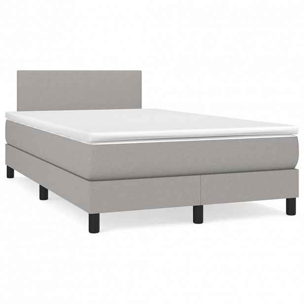 vidaXL Box spring postel s matrací světle šedá 120 x 200 cm textil