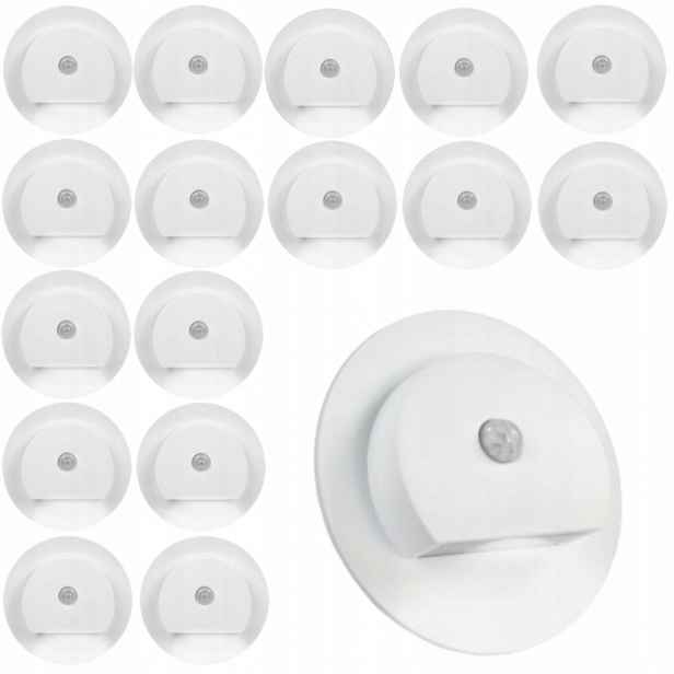 17 X Bílá Led Schodišťová Lampa, Schodišťové Osvětlení, Senzor Pohybu Soumraku