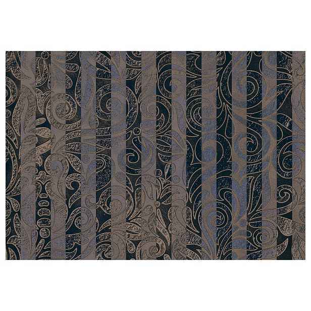 Fototapeta flizelina Pásy ornamenty zlacení hnědo-modré 208x146 lepidlo