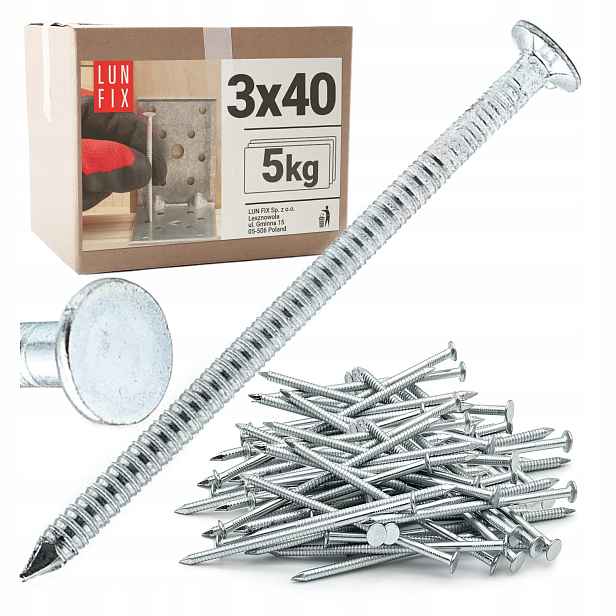 Kroužkové hřebíky 40 mm 3x40 pozinkované, vroubkované, paletové 5 kg