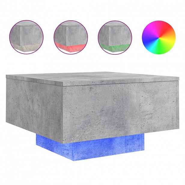vidaXL Konferenční stolek s LED osvětlením betonově šedý 55x55x31 cm