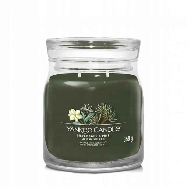 Yankee Candle Silver Sage & Pine střední sójová svíčka, 368 g