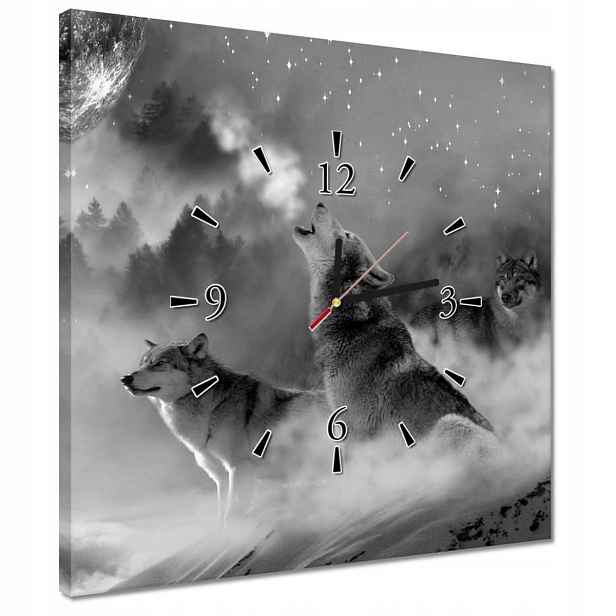 Nástěnné hodiny 40x40 Vlci Měsíc