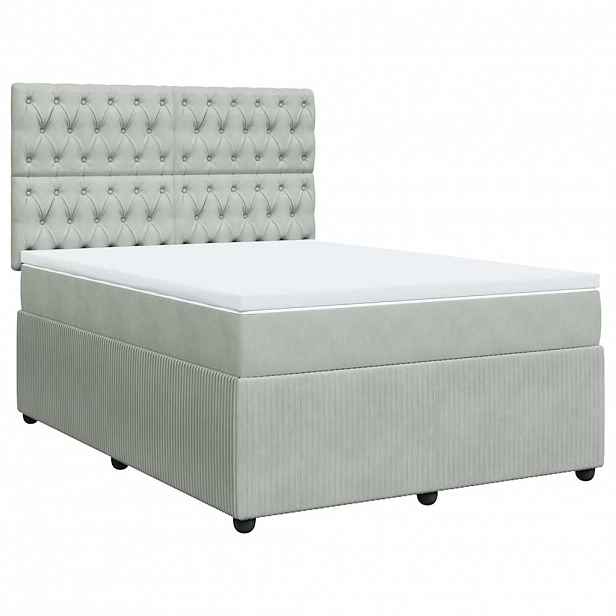 vidaXL Box spring postel s matrací světle šedá 140x200 cm samet