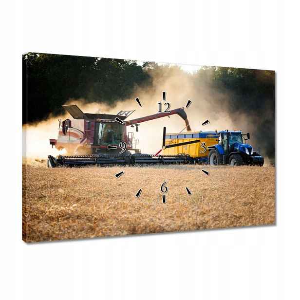 Hodiny 60x40 Žně Kombajn Traktor