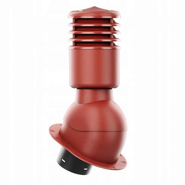 Větrací komín s podstavcem a těsněním Pi o průměru 125 mm, zateplený, červený