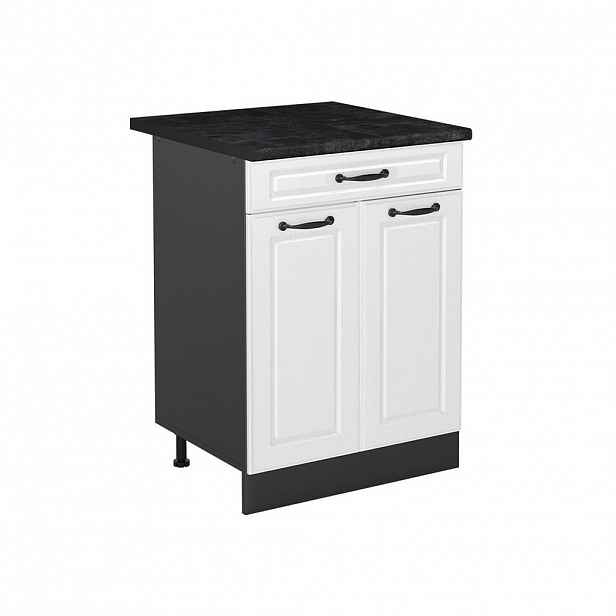 Vicco SPODNÍ SKŘÍŇKA KUCHYŇSKÉ LINKY R-Line, Bílý venkovský dům/Antracit, 60 cm se zásuvkou pracovná doska antracitová