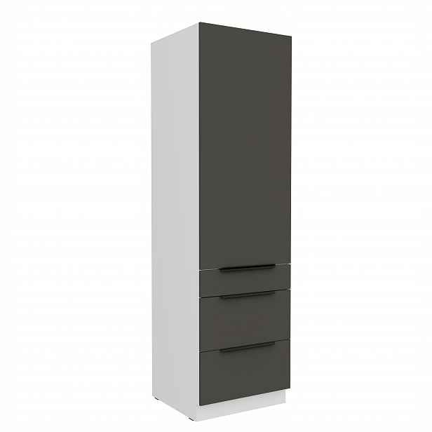 Vysoká potravinová skříňka Aria 60 DKS-210 3S 1F - Premium Box Barva korpusu: Bílá, Barva dvířek: GR - Graphite AFM