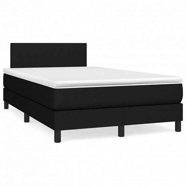 vidaXL Box spring postel s matrací černá 120x200 cm textil