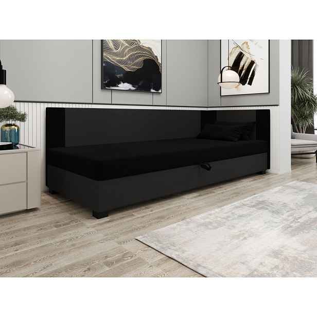 Čalouněná jednolůžková postel 80x195 ARIADNA PLUS 1 - černá / šedá