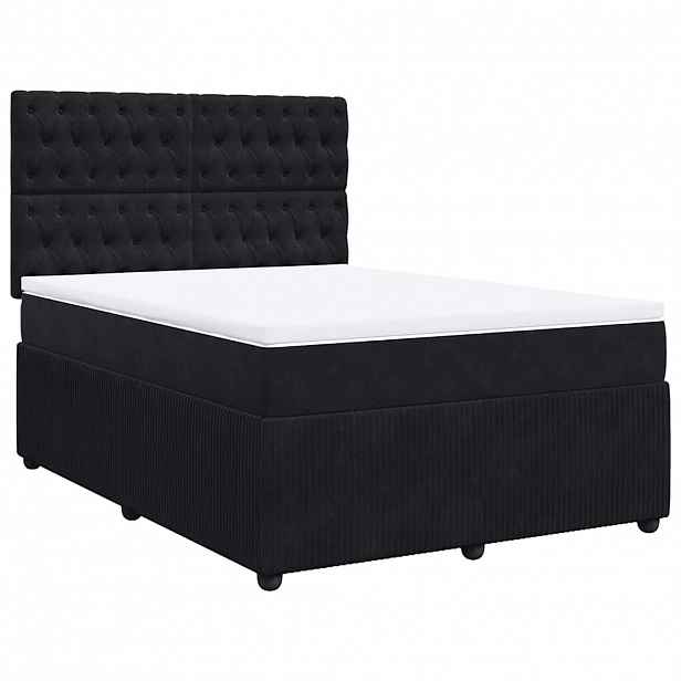 vidaXL Box spring postel s matrací černá 140x200 cm samet