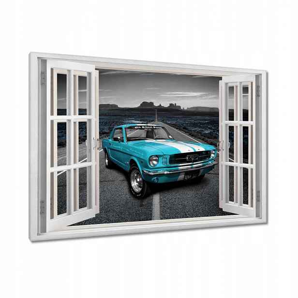 Obrazy 90x60 Tyrkysový Mustang Okno