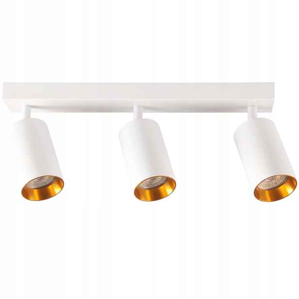 Stropní nástěnná lampa 3 reflektory bílé zlaté kroužky 38 cm Polux
