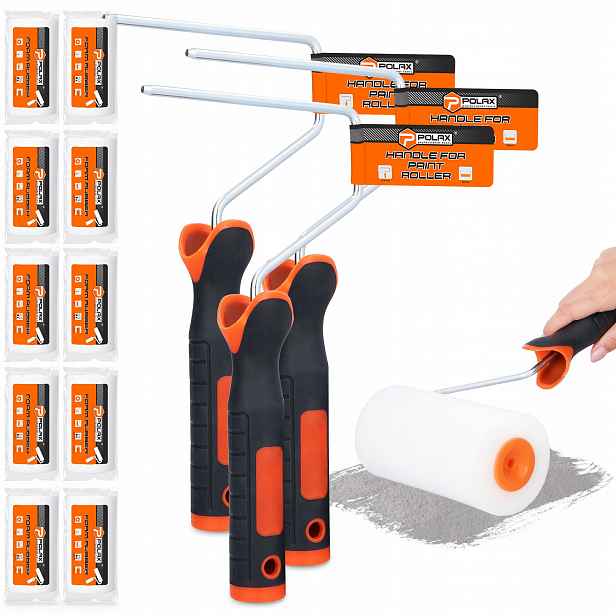 10x Malířský váleček 15 cm Pěnové Lakování Malování Nábytku 3x Rukojeť H0