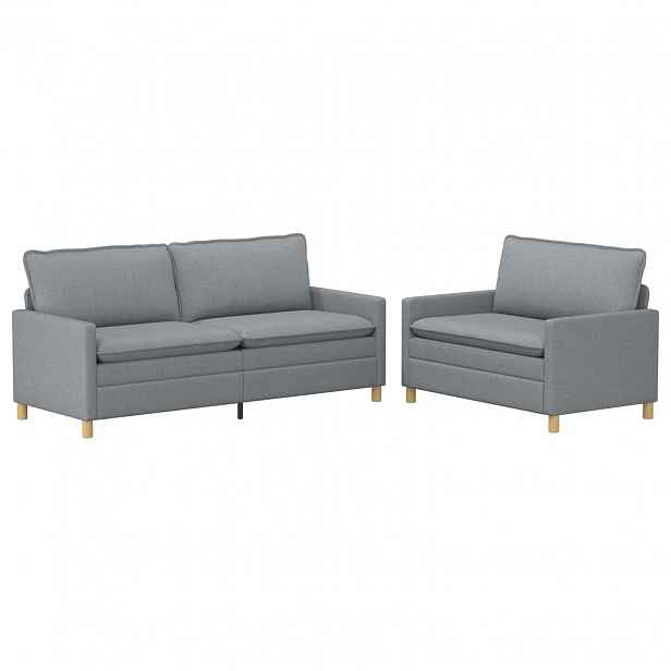 vidaXL Set pohovek 2 ks Světle šedá Textil