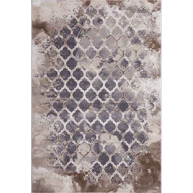 Koberec Běhoun 80x200 cm, plyšový, béžovo šedý, marocký jetel