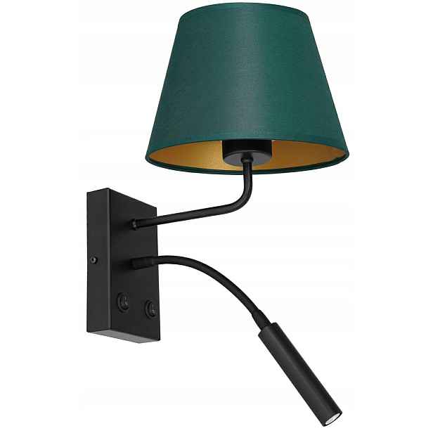 Nástěnná lampa Arden zelený zlatý kužel 1xE27+G9 nastavitelná