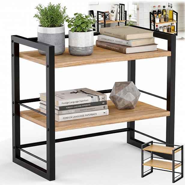 Stojan Na Koření 2 Úrovně Loft 20X40X36.7 CM Rustikální Organizér Police