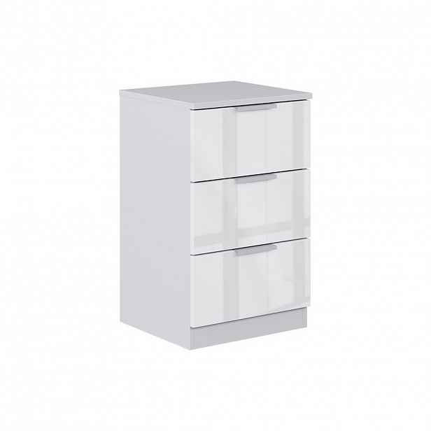 Vicco NOČNÍ STOLEK Fino Bílá vysoký lesk 37.6 x 61.8 cm se 3 zásuvkami