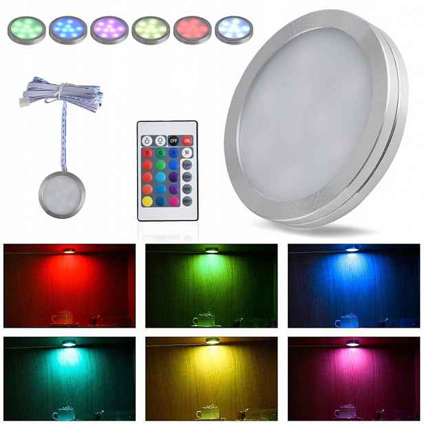 4ks Sada nábytkových oček nad pracovní deskou Led podskříňové kuchyňské svítidlo 2.5W Rgb